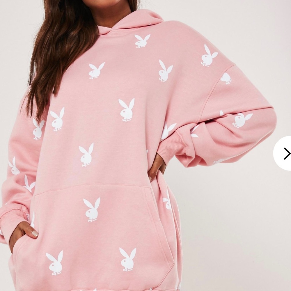 Playboy Tall Pink Bunny Hoodie Dress